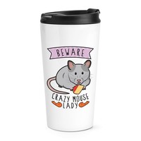 Beware VerrüCkte Maus Damen Reise Becher Tasse Lustiger Witz Thermo Tiere