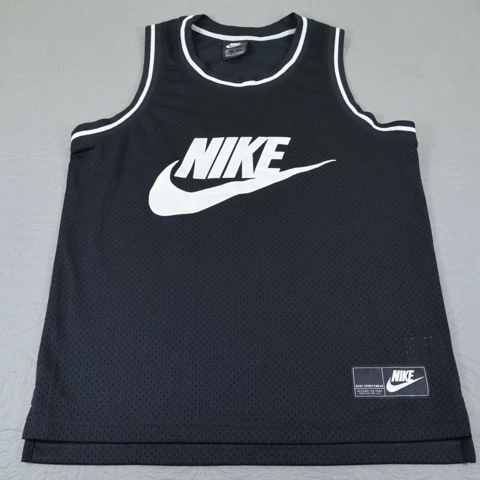 Nike Jersey Shirt Mens Medium Black Mesh Sleeveless Logo Basketball CT5605-010 - Image 2 of 4