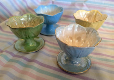 4x Vintage Maling Harlequin Lustre Ware Dessert / Sundae Dishes