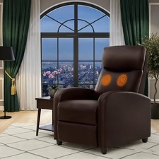 Massage Recliner Chair - Adjustable PU Leather Recliner Brown