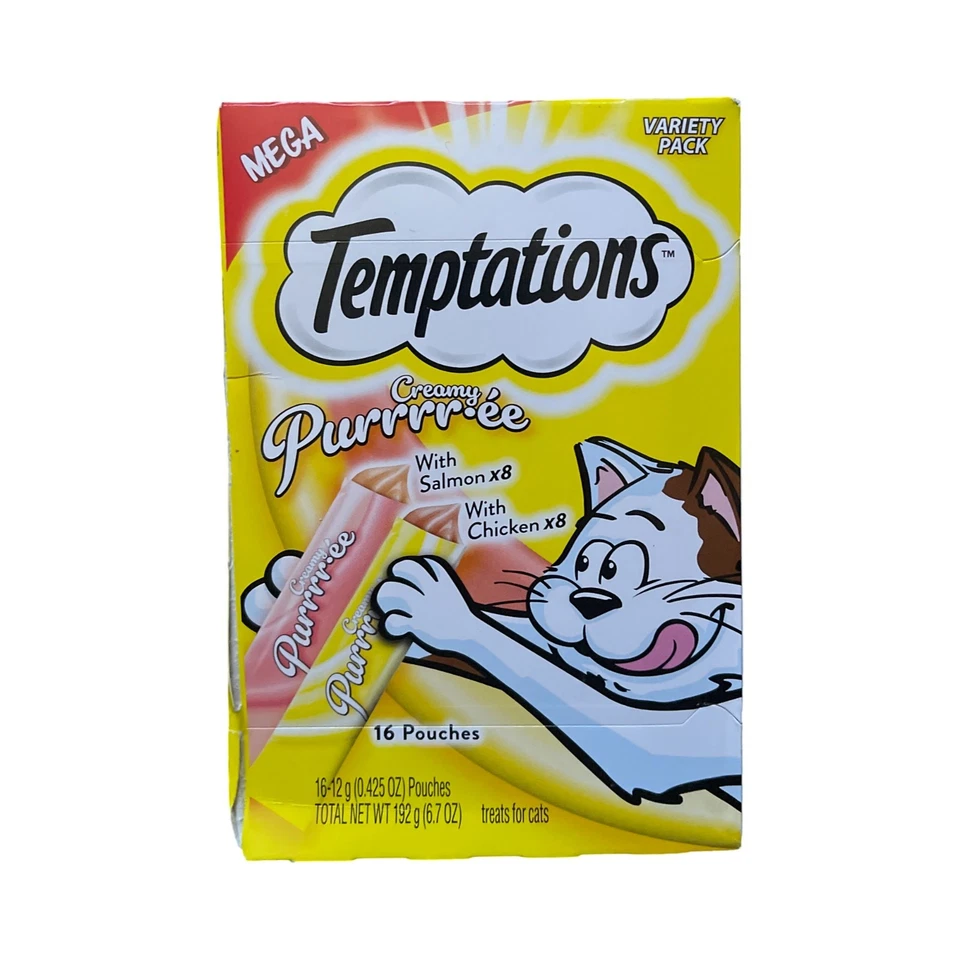 Temptations Creamy Purrrr-ee Pouches - Chicken & Salmon 16ct. -6 Boxes Exp 10/26 - Image 2 of 4