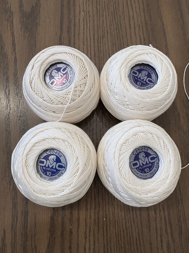 4 DMC Crochet Cotton Thread Size 10, Off White Needlepoint Embroidery 50g Each