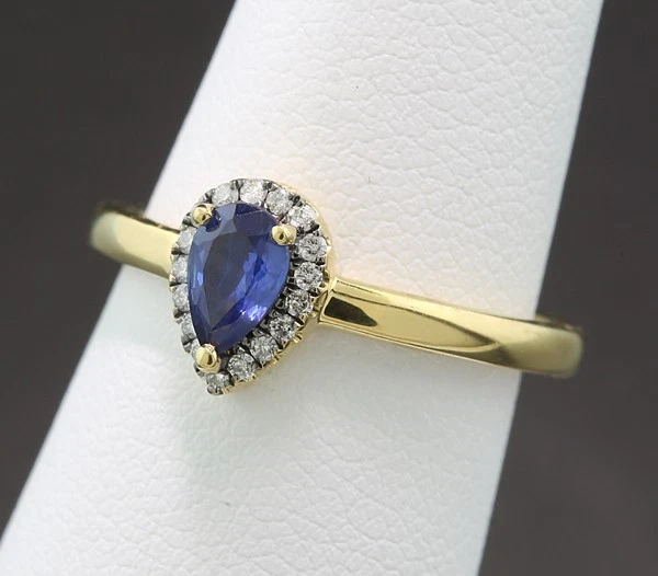 Wert 3.380 Euro Saphir-Brillant-Ring Royalblau 750 Gelbgold Neu