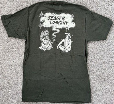 EUC Seager Western Cowboy Smoke Pipe Indian Country Music Ranch Rodeo T-Shirt M