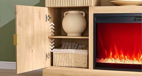 Fluted Fireplace TV Stand for TVs Up to 80 inch, Modern Entertainment - Picture 10 of 12