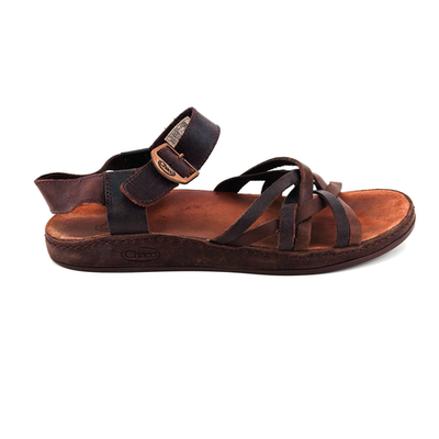Womens 9 Chaco Fallon Java Brown Leather Strappy Sandals 