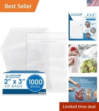 1000 Count 2"X3" Clear Reclosable Zip Bags - Airtight Seal for Storage & Packing