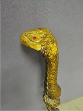 Hand Carved Cobra Snake Walking Stick   Handmade Wooden Walking Cane