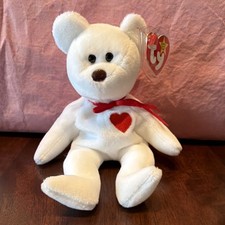 Ty Beanie Babies Valentino Bear White Red Heart Tag Retired Original 1993