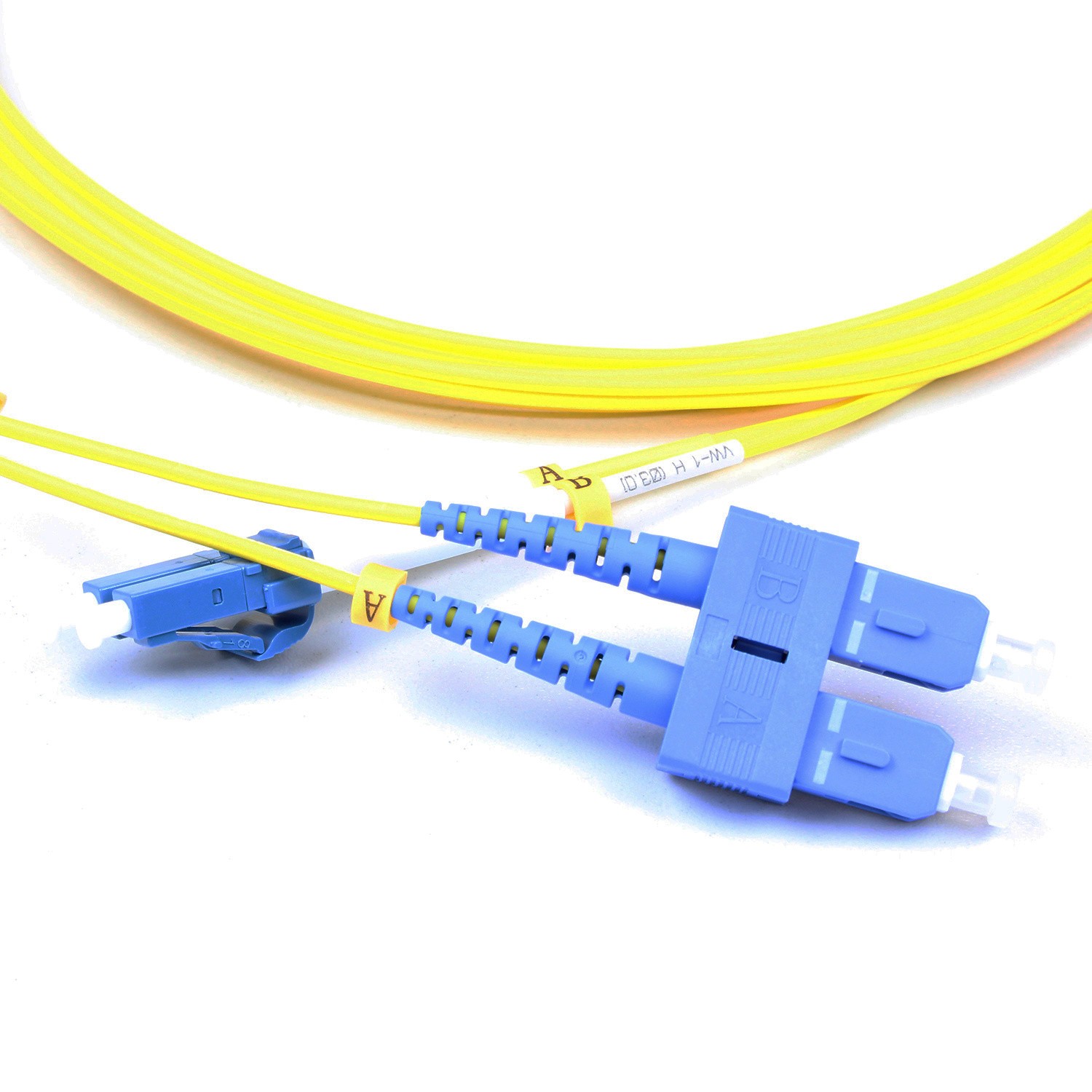 Câble jarretière optique duplex OS2 SC vers LC jaune de 3m pour réseau fibre