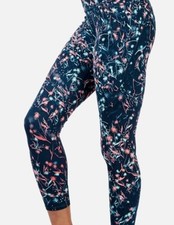 Sweaty Betty Blue Mystical Floral Print 7/8 Power Workout Leggings Women  s Small