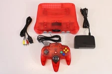 Nintendo 64 Clear Transparent Red Console NTSC REGION FREE N64 Controller LED