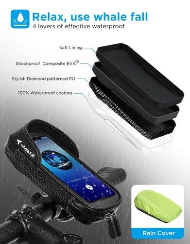 Bike Handlebar Bag-2 pcs-Waterproof Phone Holder Mount Bicycle - Imagen 5 de 13