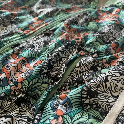 Adidas Teal Zoo Animals Print Track Jacket Youth Girls Size Medium - Picture 4 of 6