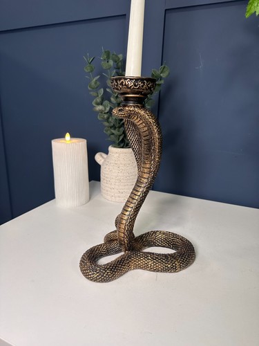 Detailed Bronze Cobra Snake Dinner Candle Holder | Home Accessories - Picture 3 of 10
