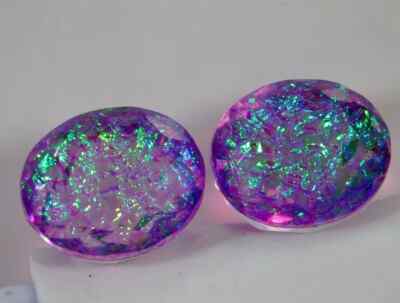 AAA+ Natural Pair of 80+ Ct Oval Cut Monarch Fire Opal Doublet Loose Gemstone