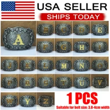 For Rodeo Initial Letter A to Z Western Cowboy Shine Metal Fashion Belt Buckle