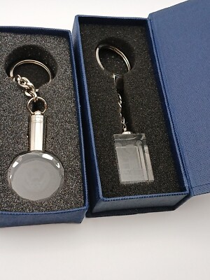 2 Genuine Lead Crystal Keychain, Clear, Unique shape, Key Ring Key Chain