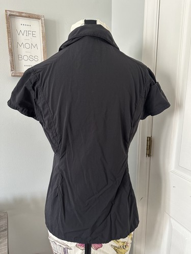 Mountain Hardwear Womens Size 8 Stretch Button Top Short Sleeve Black Collared - Picture 7 of 12