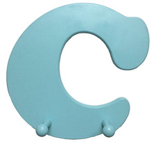 Monogram Letter "C" Initial Wood Wall Hanging w/Pegs POTTERY BARN DORM TEEN KIDS