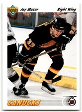 1991-92 Upper Deck Jay Mazur Rookie Vancouver Canucks #378