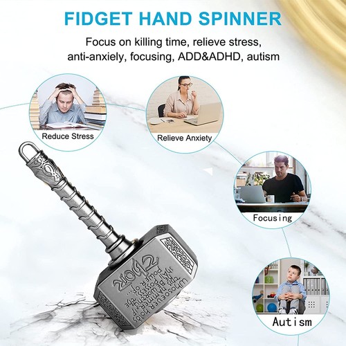 Fidget Spinner Thor Hammer Metal Fidgeting Finger Spinners Small Toys ADHD Focus - Picture 25 of 30