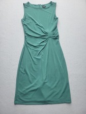 Ann Taylor Women Dress 0 Green A-Line Sleeveless Knee Length Rayon Blend Party