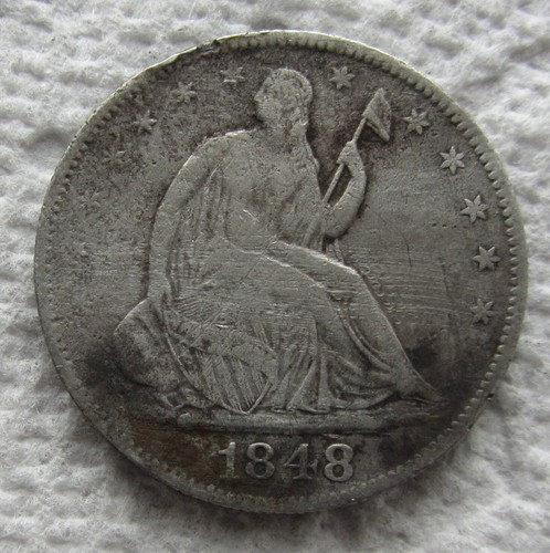 1848-O Seated Liberty Silver Half Dollar Early Rare Date VF XF Damaged Corroded