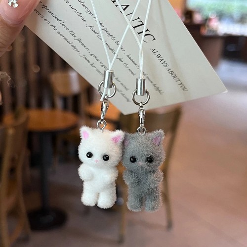 Jolie peluche debout chaton chat porte-clés AirPods charme téléphone pendentif sangle cadeau - Photo 6 sur 9