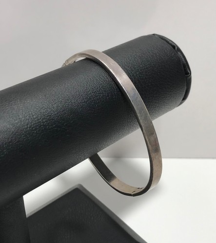 Vintage Taxco Mexico Sterling Silver Plain Hinged Bangle Bracelet - Picture 2 of 11