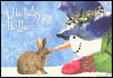Greeting Card - Rabbit Snowman - Barb Tourtil...