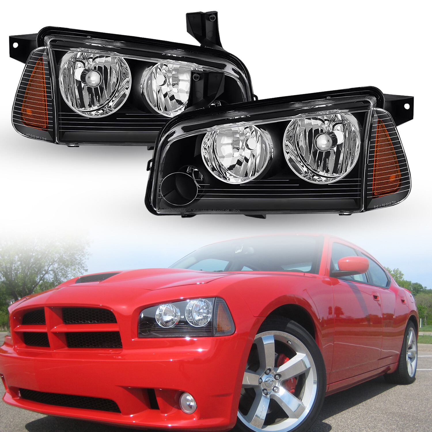For 06-10 Dodge Charger Pair Replacement Headlight Complete Assembly Set LH RH S
