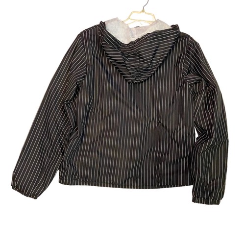 #5677 WESC Logo Cremallera Capucha Para Hombres Blanco y Negro Rayas Cortavientos Talla M - Imagen 2 de 10