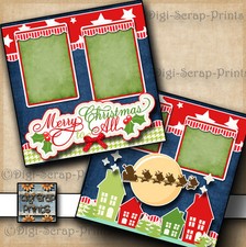 CHRISTMAS 2 premade scrapbook pages paper layout SANTA REINDEER DIGISCRAP A0158
