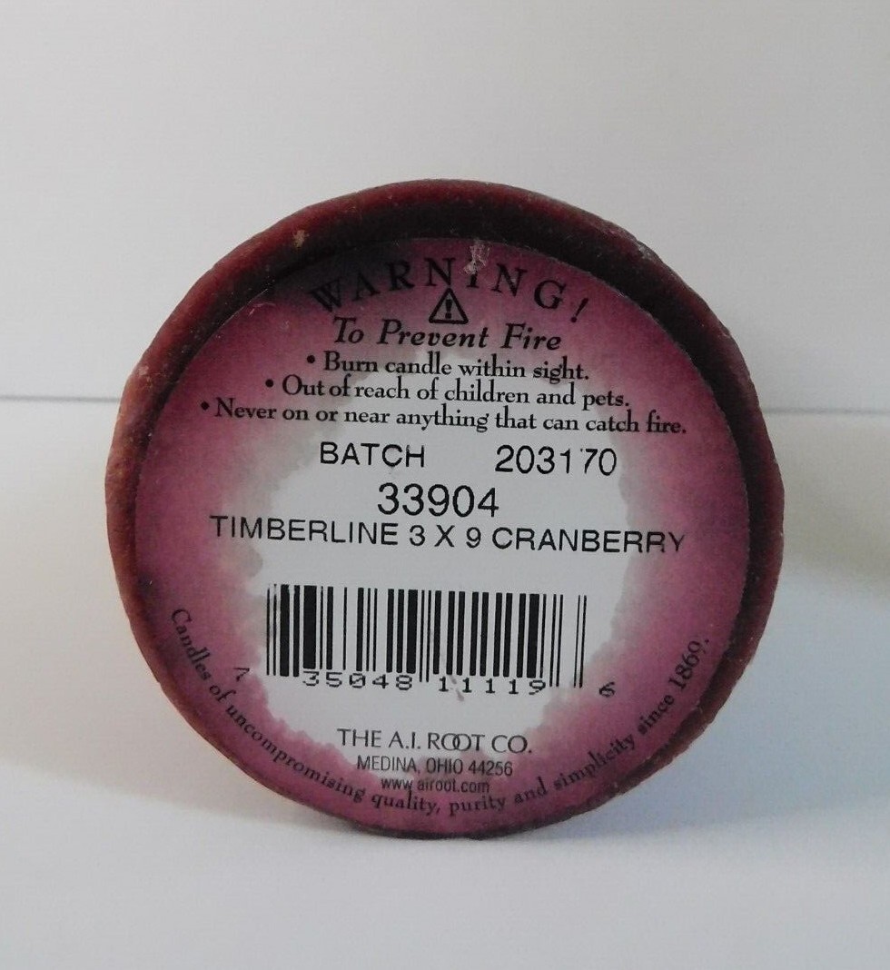 ROOT Candles Cranberry #339 Scented Timberline 3 x 9" Pillar Candle Made in USA!