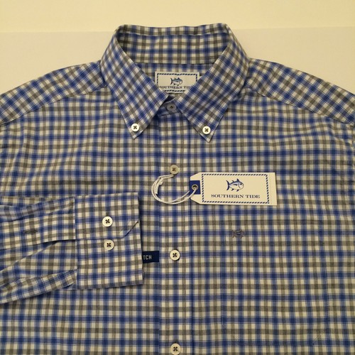 Southern Tide Coastal Passage Hemd kariert kariert blau grau Stretch Herren S - Bild 1 von 8