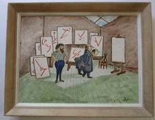 Mid Century Modern Painting Artist Exhibition Expressionism Abstract Signed Rare