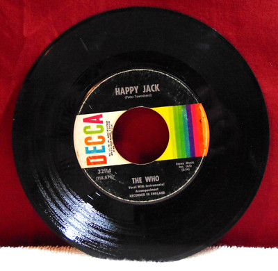 The Who   Happy Jack - 1967 Decca-32114 7'' Rock 45RPM Vinyl Record VG