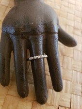 VINTAGE SE SIGNED STERLING SILVER CLEAR STONES RING SIZE 7