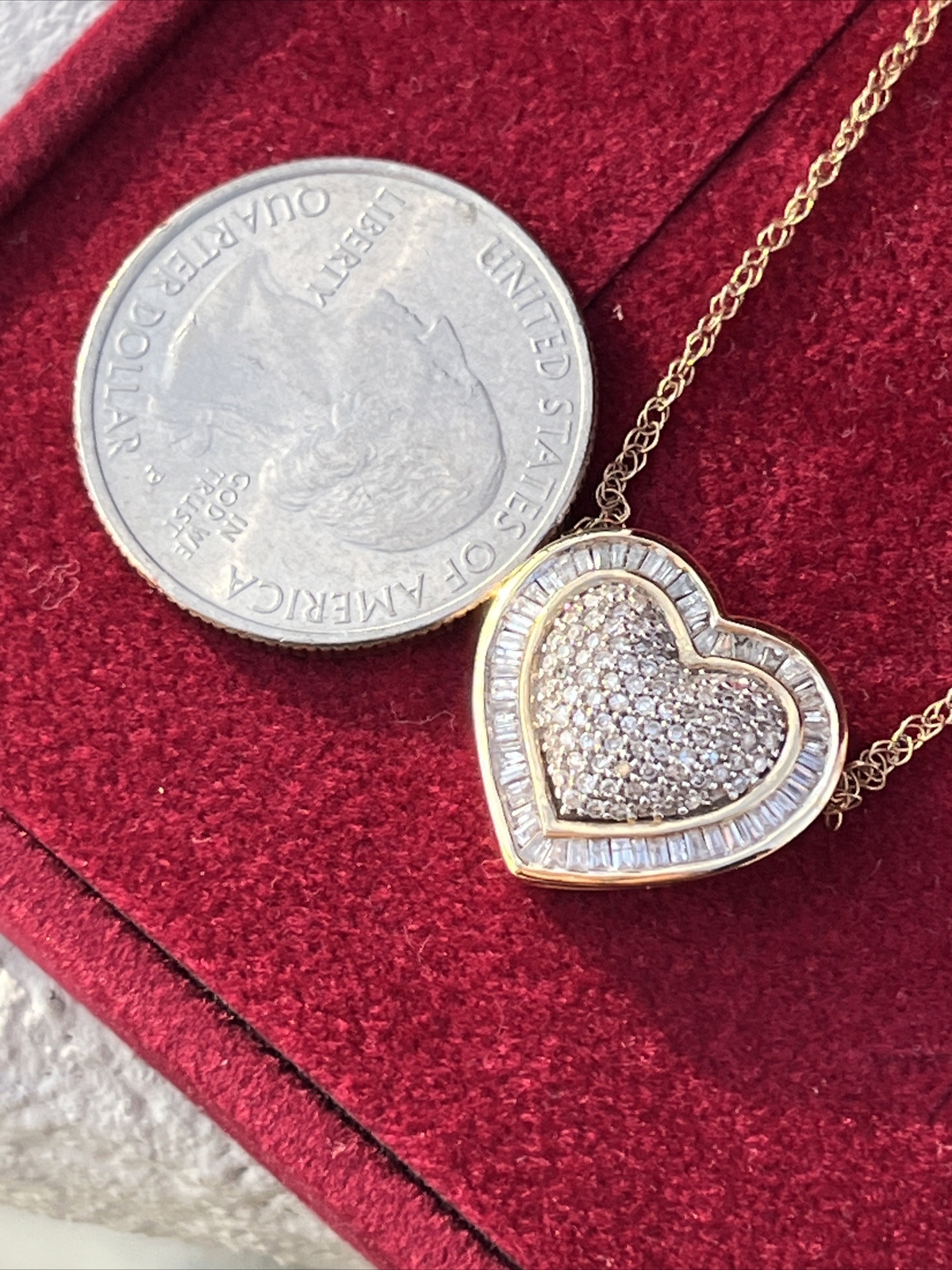 Gold Heart Diamond Necklace. Real Gold Real Diamo… - image 20
