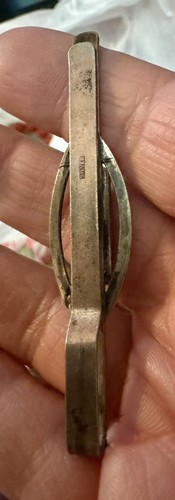 Antique Sterling Silver Tigers Eye Bar Tie Clip Old Vintage - Picture 3 of 4