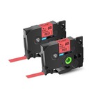 2× Ruban étiqueteuse Compatible avec Brother TZ TZe-421 Noir sur Rouge 9mm