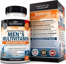 Men's Multivitamin Advanced Formula, Zinc, Vitamins A, B, C, D3, E Daily, 60 ct