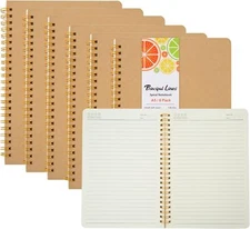 6 Pack Ruled Spiral Notebook Lined Notebooks for Work School A5 Journals Bulk SU