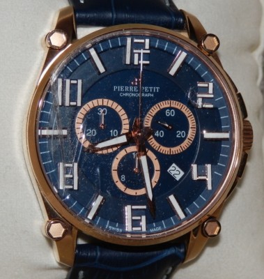 Pierre Petit Herren-Armbanduhr XL Le Mans Chronograph Quarz Leder P-827D