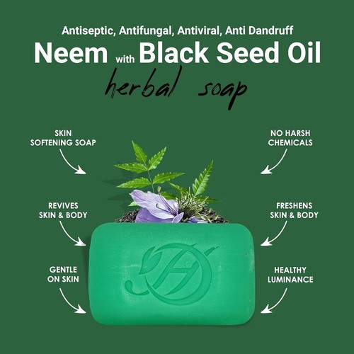 Neem & Black Seed Herbal Soap 5oz Natural Face & Body Bar Pack of 1, 3 or 6 Unis - Picture 18 of 30