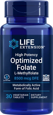 Life Extension Optimized Folate L-Methylfolate 8500mcg 30 Vegetarian Tablets