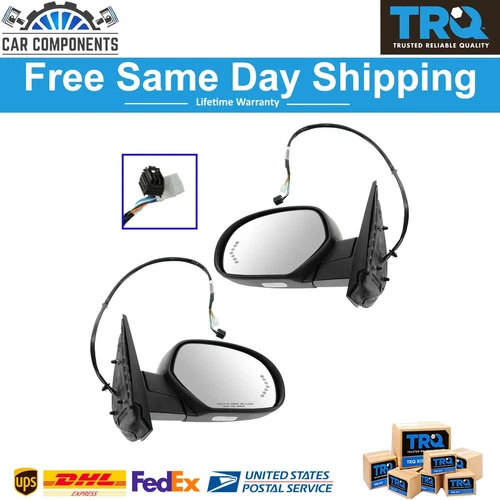 New Mirrors Power Heated Signal Puddle Pair Set For 07-14 Chevy GMC Pickup SUV
