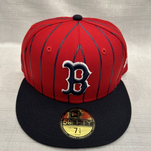 New Era x MLB Boston Red Sox Pinstripe 59fifty Fitted Hat Cap Sz 7 1/4 - 第 2/7 張圖片