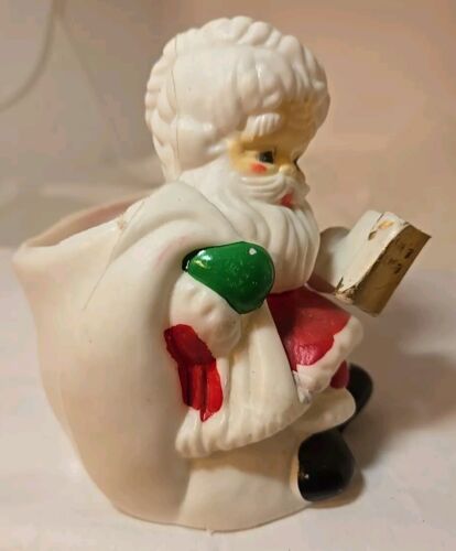 VTG Santa Claus Candy Container Plastic BLOW MOLD Christmas Planter Old Novelty - Picture 5 of 9